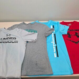 Boy’s Youth lot Of 4 Short sleeve Tee-Shirts Size M 10-12 UA/Champion -FAIR